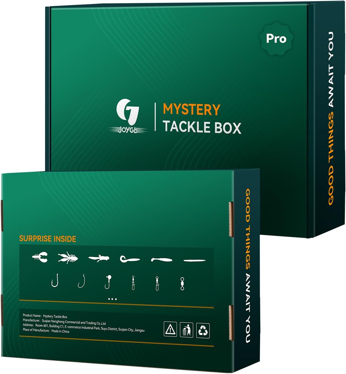 Pro Fishing Surprise Box,Mystery Blind Gift Organized Bags Set with Hooks & Snaps|River/Lake/Deep Water,10 French-Designed Plastic Lures for Bass Trout Walleye,Freshwater/Saltwater