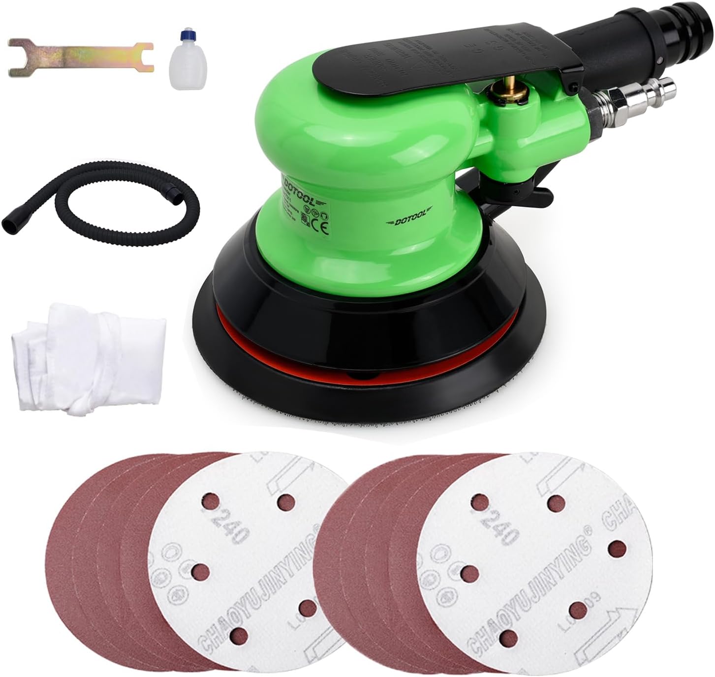 5”(127 mm) Random Orbit Pneumatic Sander Self-Vacuum Sander Air Powered Professional Dual Action Polishing Palm Sander MAX 12000 RPM for Auto Body Automotive, Wood Working