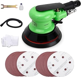 5”(127 mm) Random Orbit Pneumatic Sander Self-Vacuum Sander Air Powered Professional Dual Action Polishing Palm Sander MAX 12000 RPM for Auto Body Automotive, Wood Working