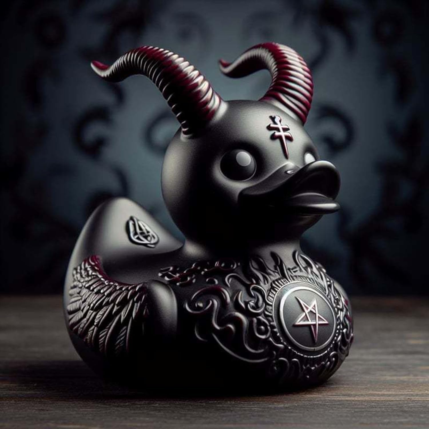 Boo Basket Gifts For Women Men,Halloween Decorations Indoor,Satan Duck Figurines Statues,Gothic Ducks Home Decor, Quirky Punk Ducky Resin Sculpture Halloween Decor Ornaments Collectible Figures