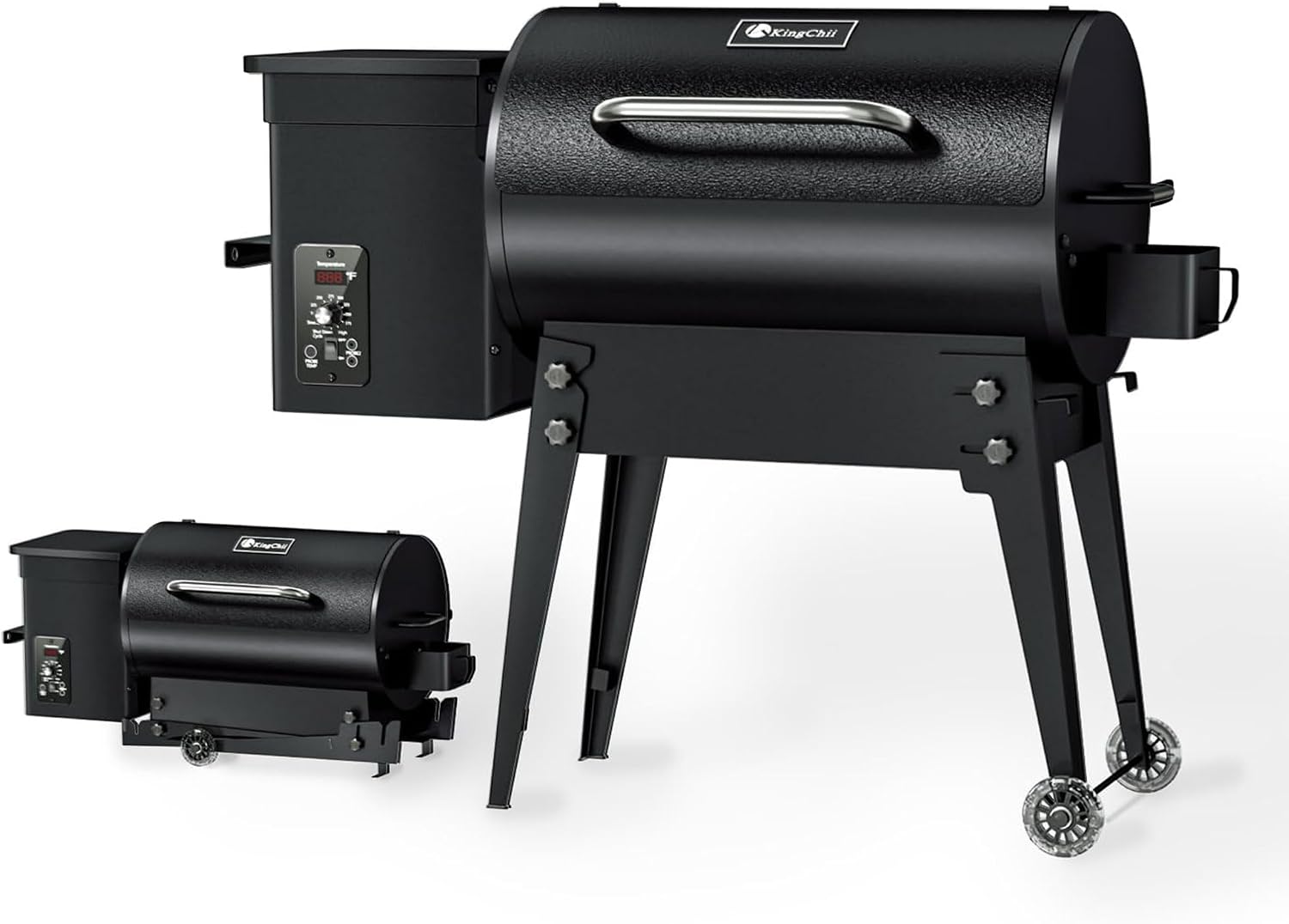 Electric Wood Pellet Grill & Smoker with Foldable Legs, 456 SQ.IN Grill Capacity, 11LB Pellet Hopper, PID Temperature Control 180-425°F, Portable Foldable Design for Backyard Camping Bake and Roast