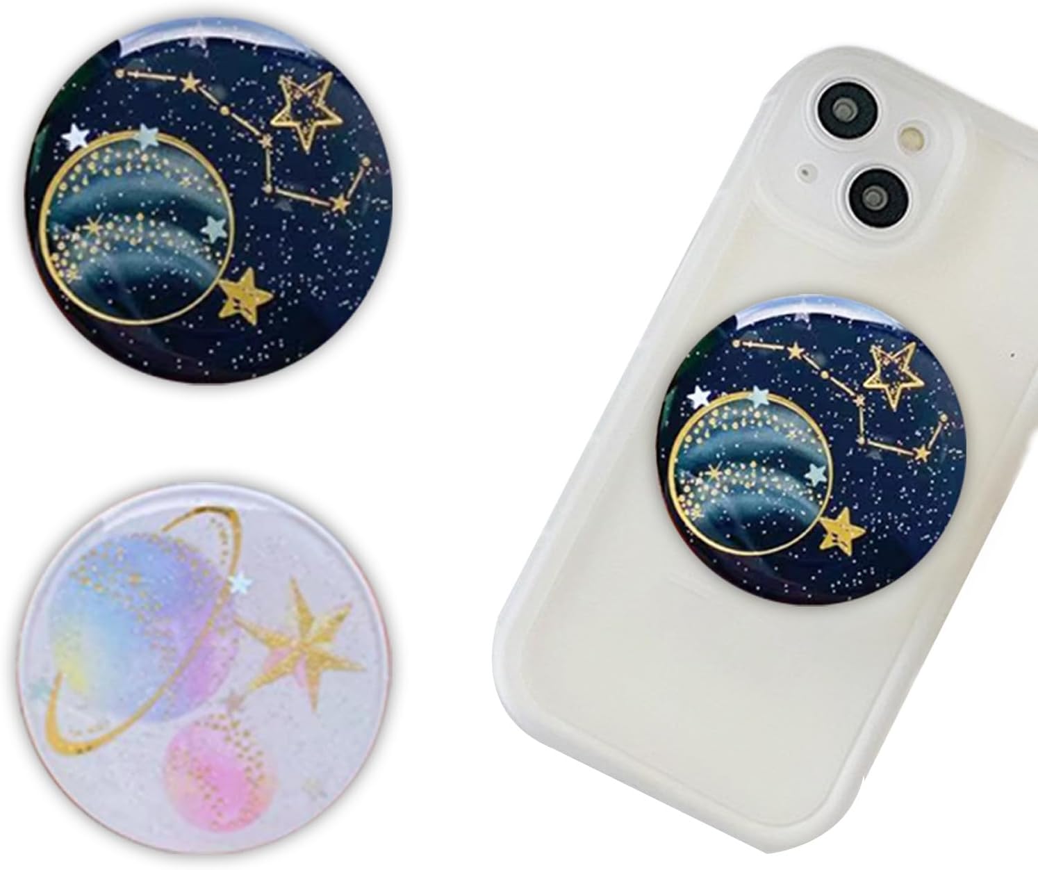 Grip 2 Pack Foldable Finger Stand for Smartphones & Tablets - Multi-Functional Cell Phone Mount & Stand（ Starry Sky）