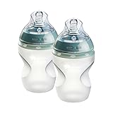 Tommee Tippee Natural Start Anti Colic BPA Free Silicone Baby Bottles, 9oz, Newborn 0+ Months, Silicone Feels Like Mother's Skin, Slow Flow Breast-Like Teat, Pack of 2