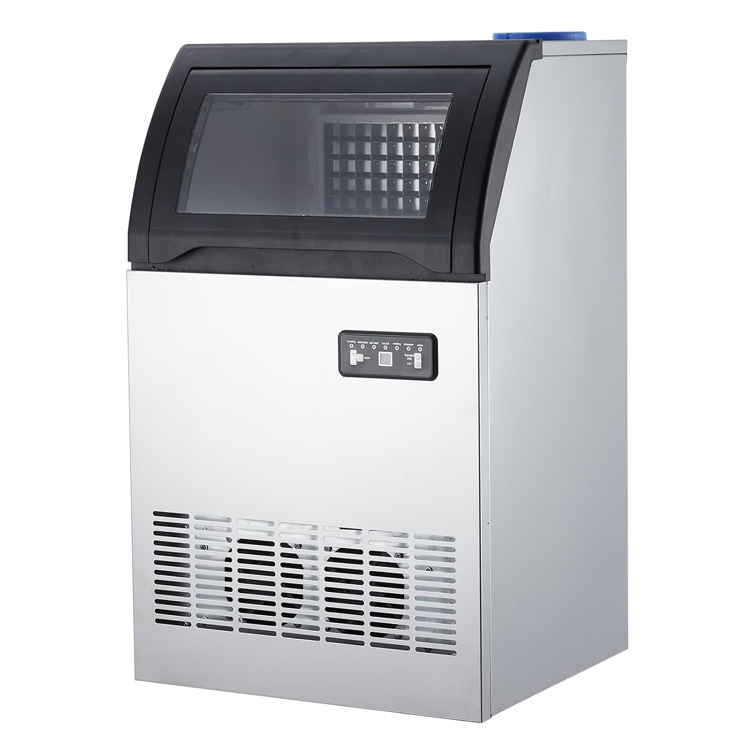 100lbs/24H Commercial Ice Maker Machine, Stainless Steel Undercounter Ice Maker with Self Cleaning, 2 Water Intake Modes, LED Display, Scoops&Drain Pipe, Bar, Restaurant, Office&Home Kitchen