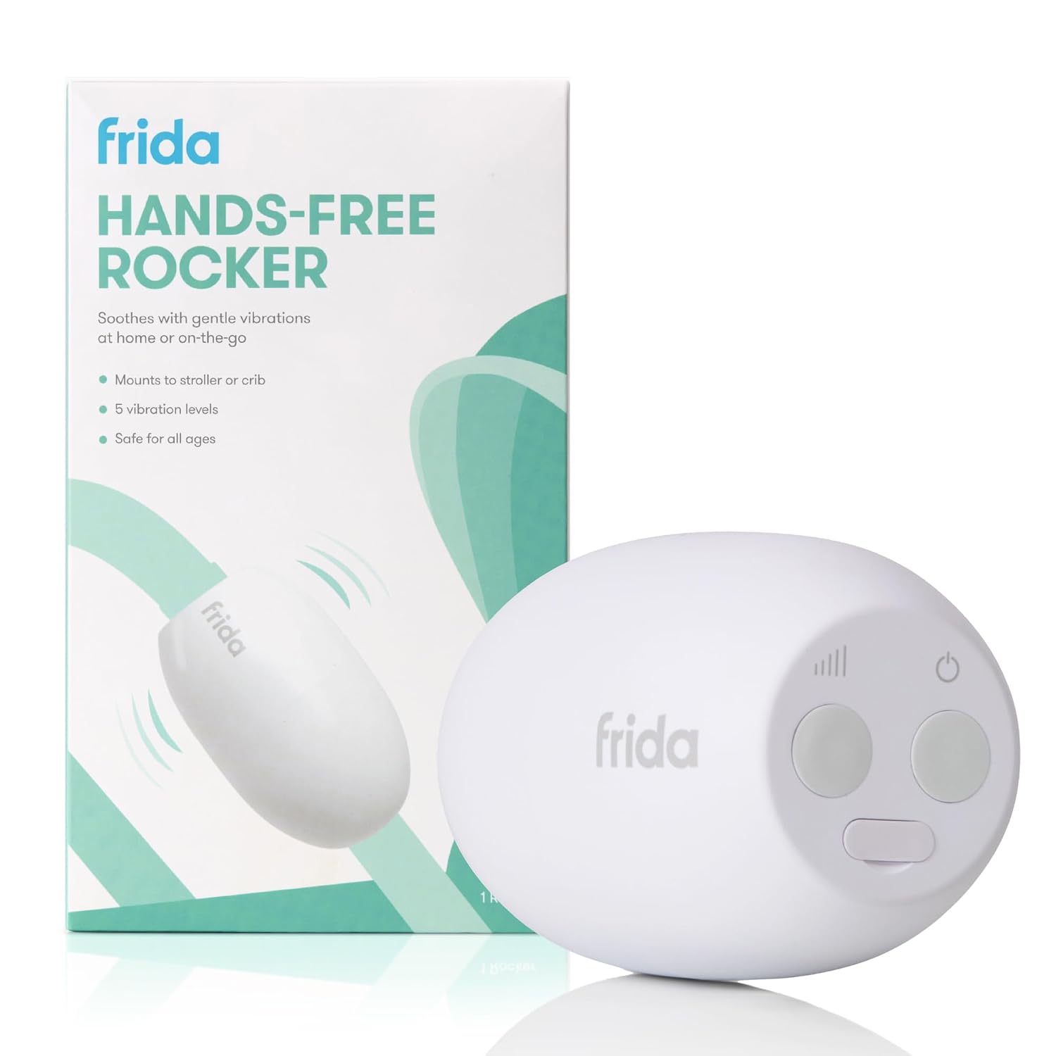 Frida Baby Hands-Free Stroller Soother with 5 Vibration Levels, Portable | Universal Stroller Accessory, Rechargeable Vibration for Cribs & Strollers, Water-Resistant