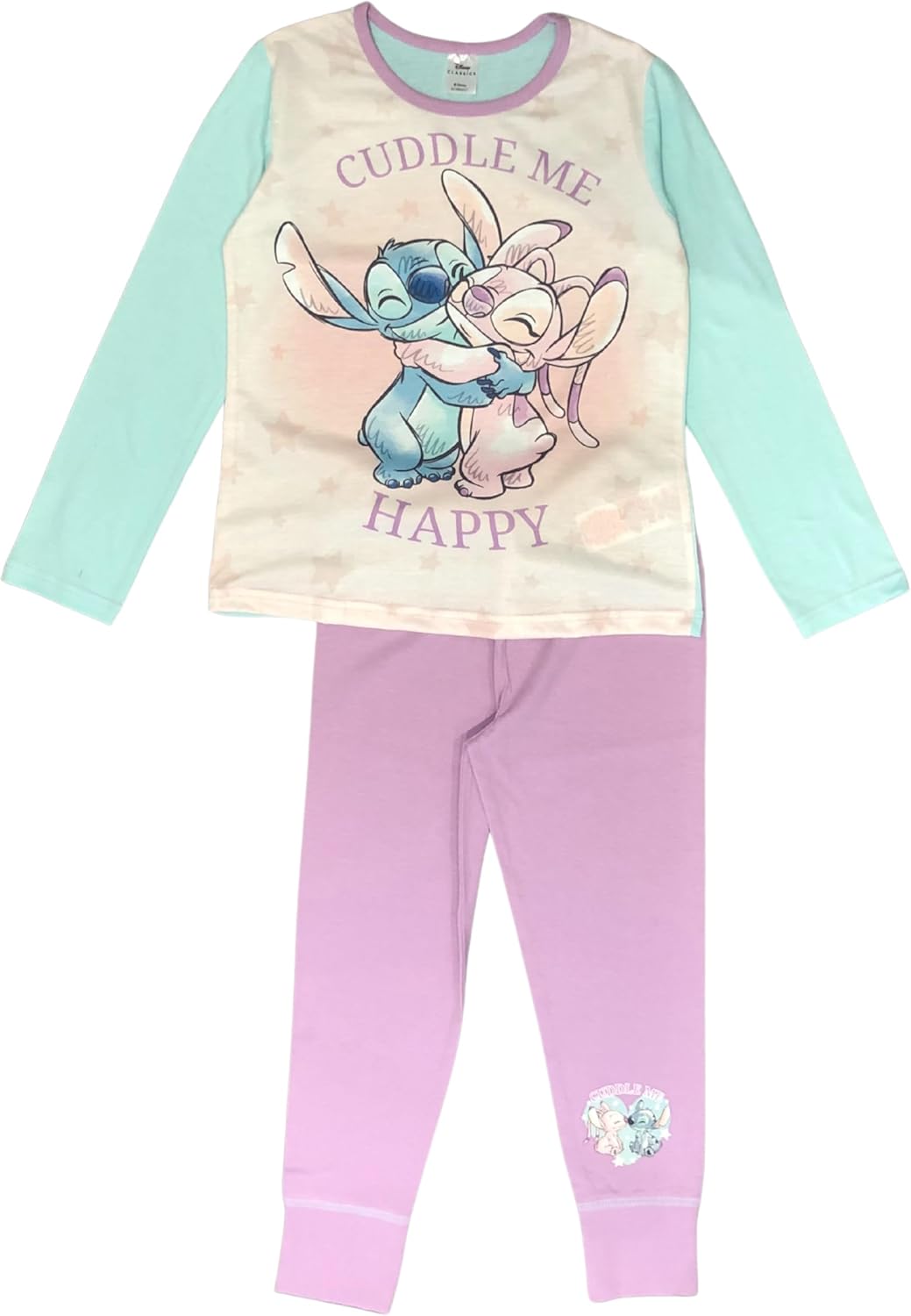 Disney Lilo & Stitch, Girls 2 Piece Pyjamas Set Cuddle Me, Multicoloured, Age 5-12 Years