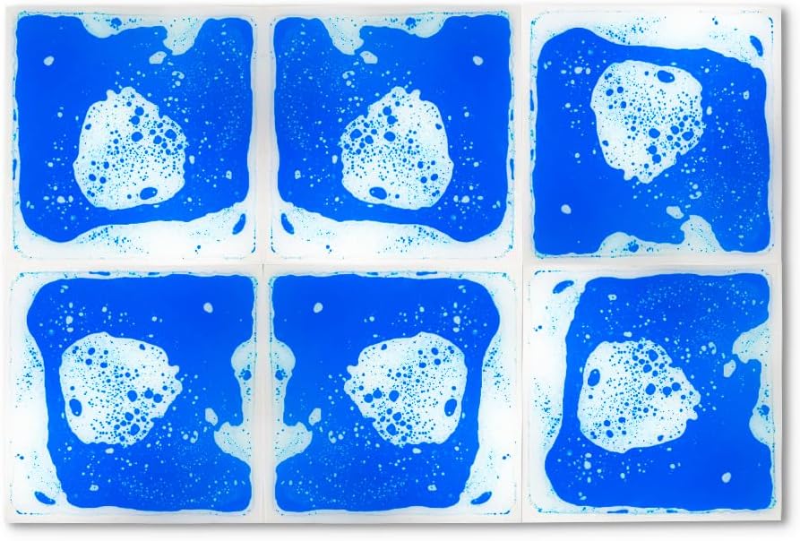 Sensory Hub 6X Blue Sensory Liquid Floor Tiles, Assorted Colour for Children, 12" X 12", Autism Stress Relief, Educational Liquid Floor Tile, Decorative and Active Play