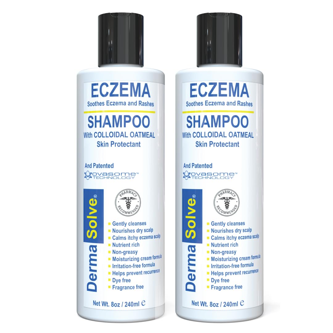 Dermasolve Eczema Relief Shampoo - Flare Control Scalp & Dandruff Free Therapy That Protects, Moisturizes, and Repairs Skin for Kids & Adults - Steroid Free (2-Pack)