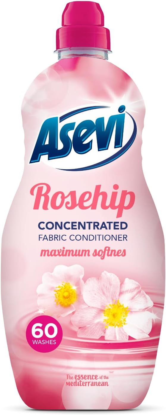 Asevi Fabric Softener, Laundry Conditoner, Liquid Fabric Softener, 1380ML, 60 Washes, Rosehip