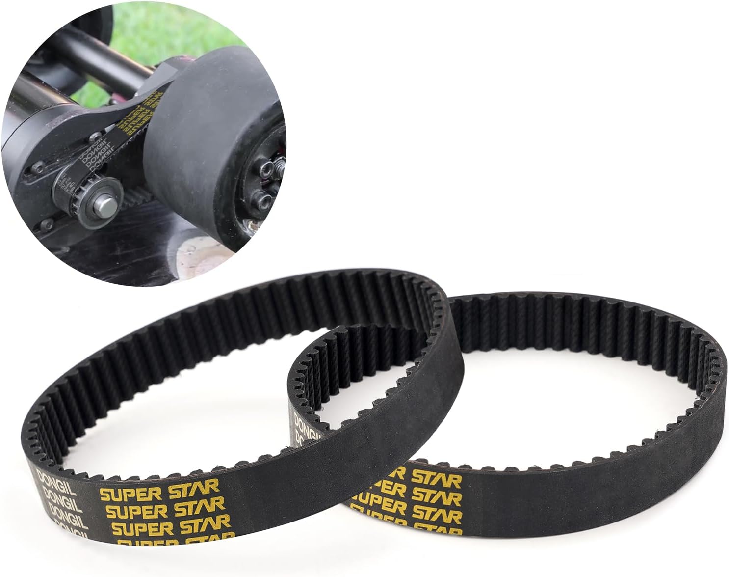 2Pcs Skateboard Drive Belts for Meepo Voyager/Envy/Hurricane Carbon/Hurricane Bamboo/Flow/NLS, Durable 15mm Width HTD-5M Wheel Belt Skateboard Kit