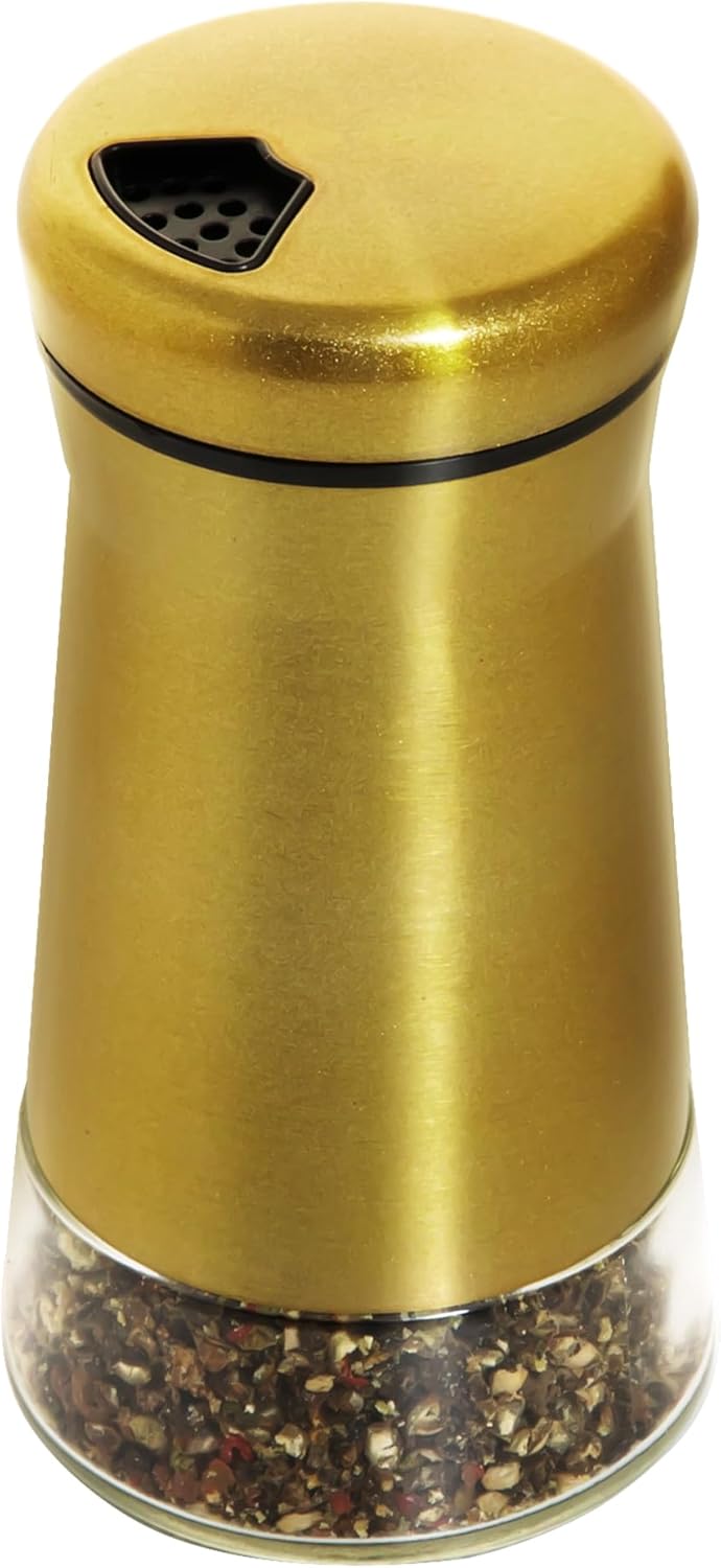 Stainless Steel Salt and Pepper Shakers,Salt Shaker Clear Bottom Jar Bottle Container with Stainless Steel Top,with Adjustable Pouring Hole for Kitchen, Cooking Table, Camp