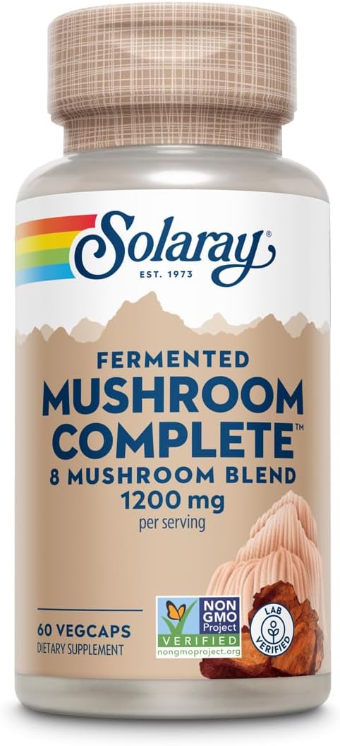 Solaray Fermented Mushroom Complete 1200 mg | Healthy Immune Function Support | 30 Serv | 60 VegCaps