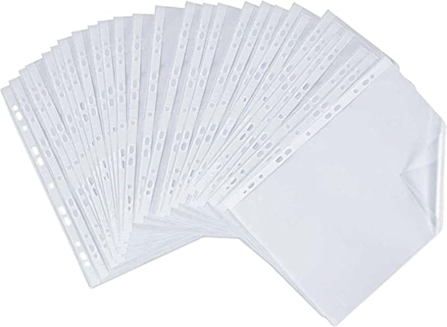 JKG® 50 Pack A4 Clear Poly Pockets - Plastic Punched Pockets A4 Organizer | Strong Plastic Wallet Folder | Home, Office, Work Document Wallet | Perfect for Document Files Ring Binder