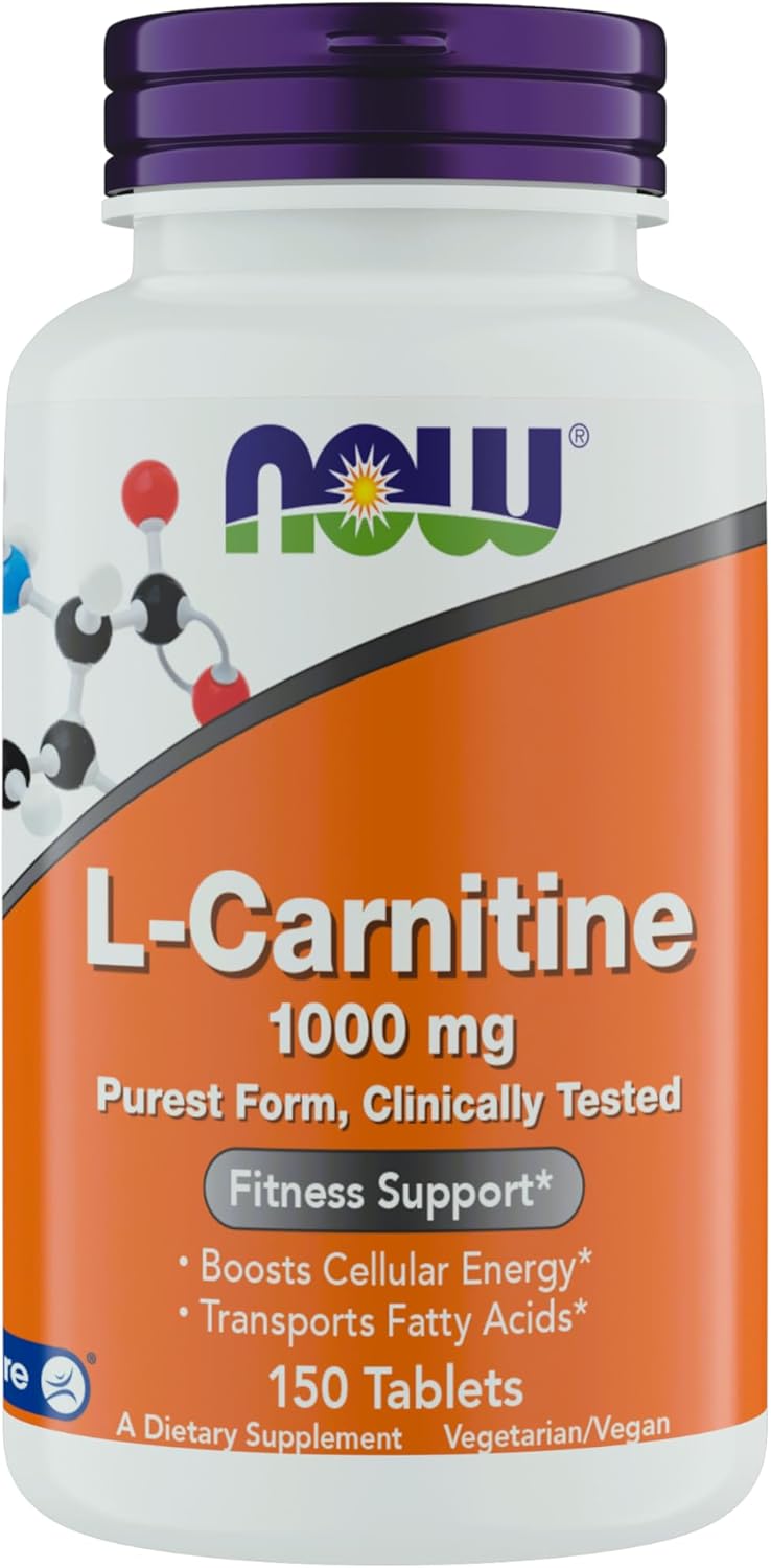 Now Supplements L-Carnitine 1000mg - 150 Tablets Value Size, Supports Lean Muscle Growth, Carnipure, Non-GMO, Kosher, Ideal for Vegans, Athletes, and Energy Support