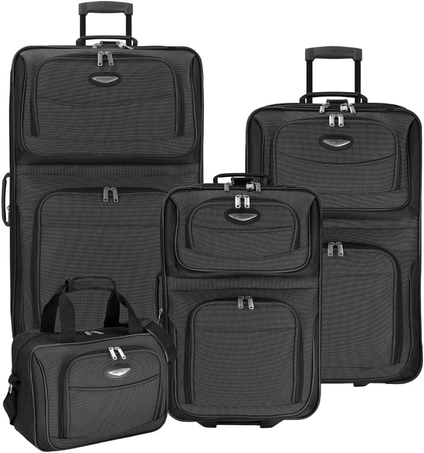 Travel Select Amsterdam Expandable Softside Rolling Upright Luggage, Gray, 4 Piece Set