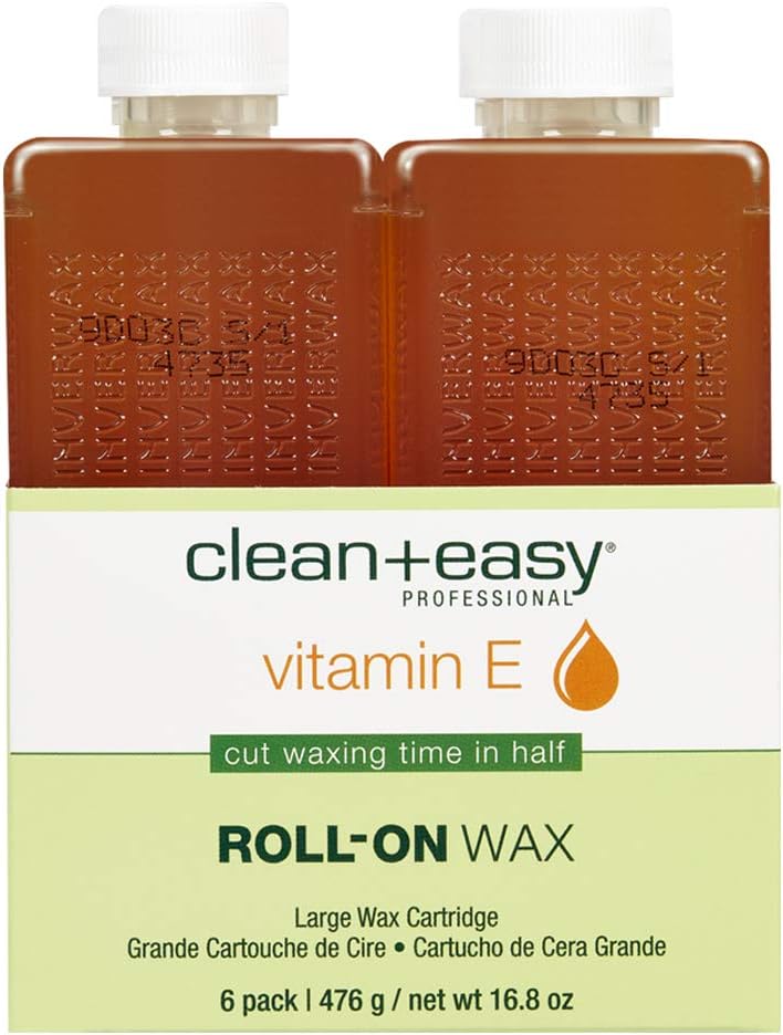 Clean & Easy Vit E Roll-On Wax 6-pack Large Vitamin E, Net Wt. 16.8 oz
