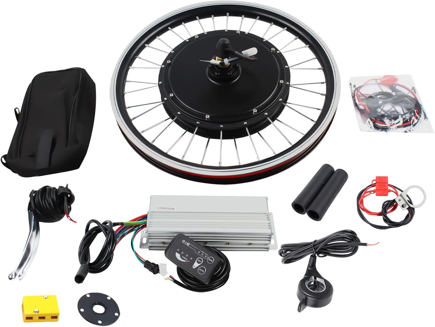 48V 1000W Electric Bicycle Conversion Kit,20inch E-Bike Front Wheel Hub Motor Conversion Kit 50KM/H High Speed SW-810LED Display