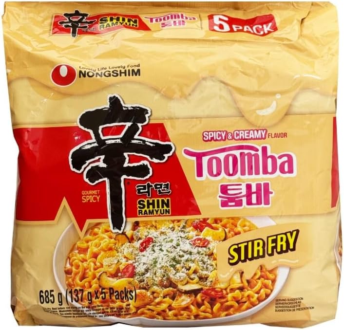 Nongshim Shin Ramyun Toomba Spicy & Creamy Stir Fry Noodles, Pack of 10, Product of Korea (Pack of 10)