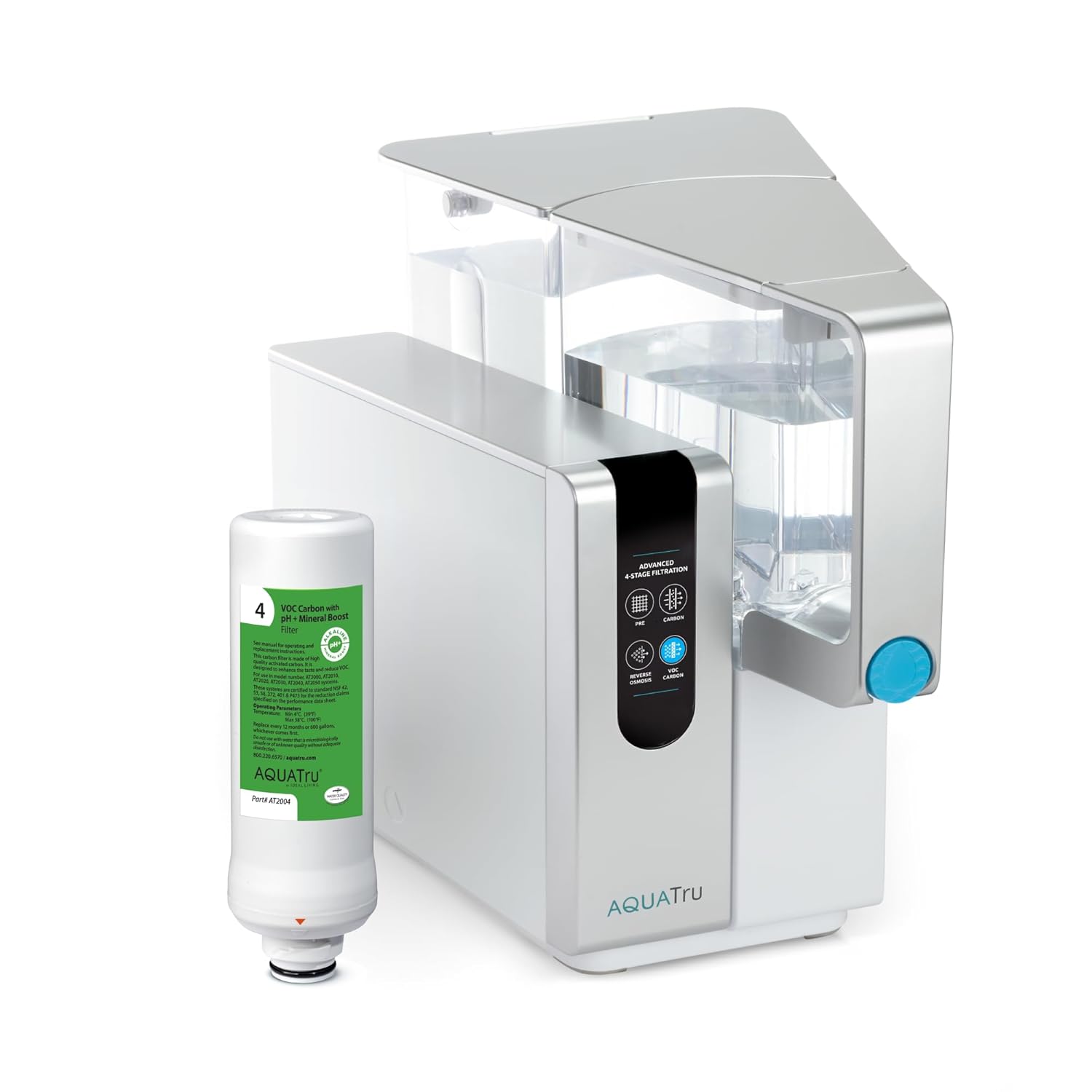 AquaTru Classic Alkaline Countertop Water Filter System for PFOA, PFOS & Other Contaminants with 4-Stage Ultra Reverse Osmosis Technology (No Installation Required) (AquaTru Classic Alkaline)