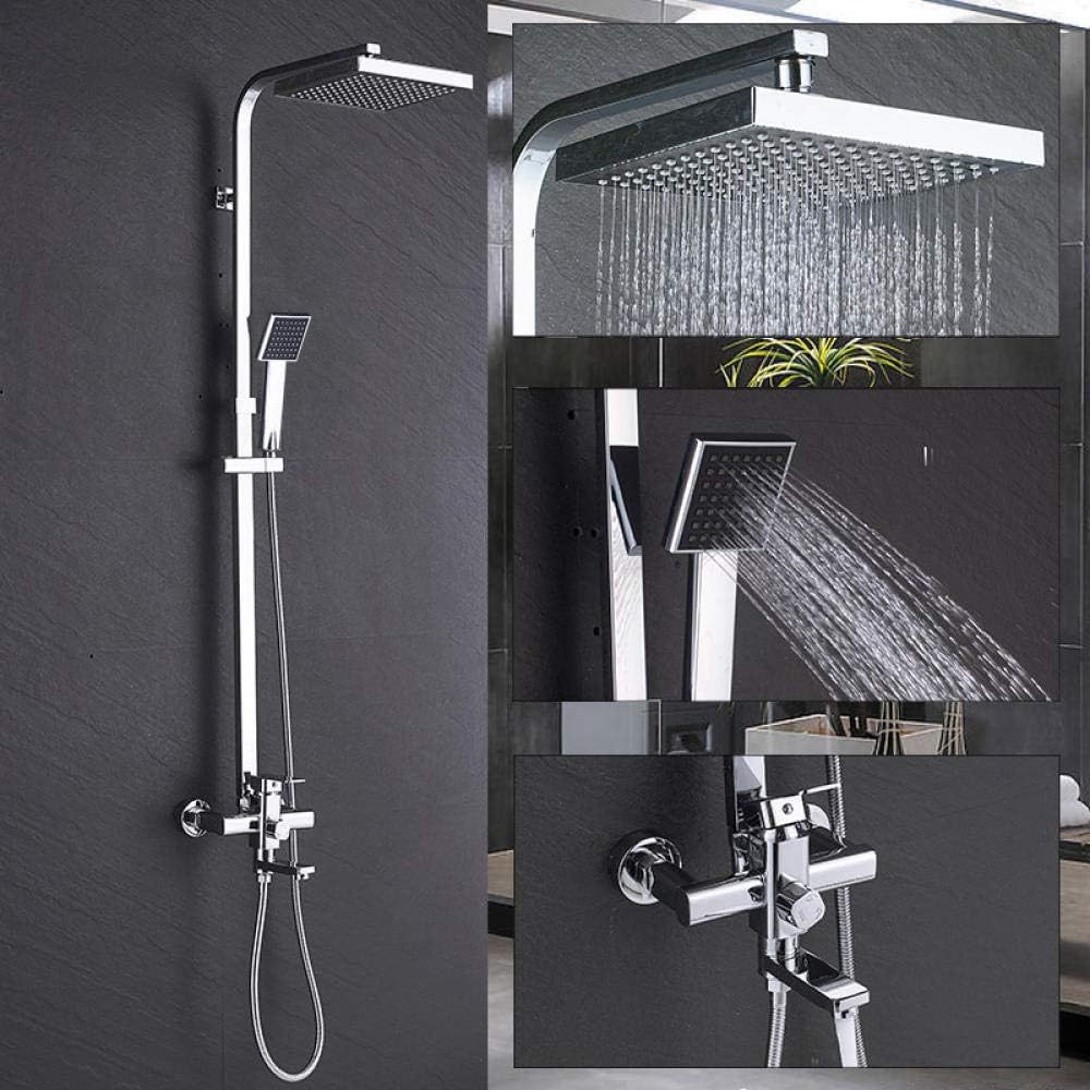 Shower bar Solid Brass Rotatable Mixer Chrome Polish Square Rainfall Shower s Set Water Taps with Hand Shower for Bathroom Bath Shower Rainfall Shower Head and Hose Set