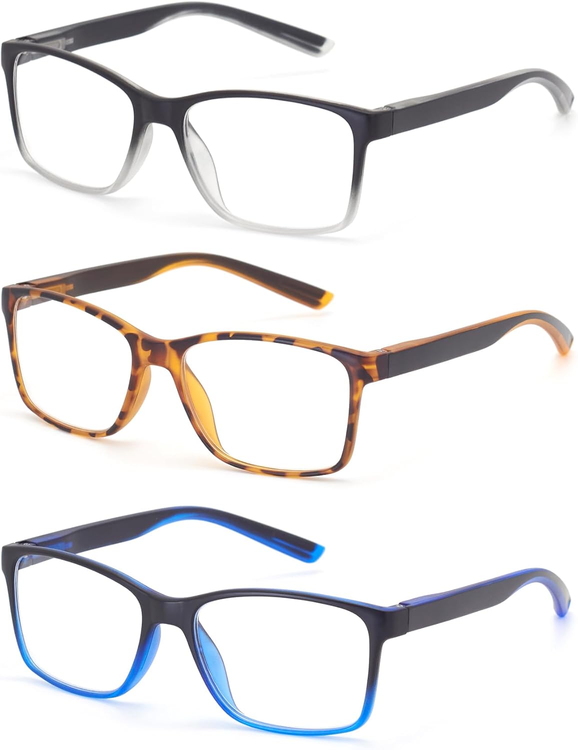 Reading Glasses for Men Large Spring Hinge Readers Blue Light Blocking Computer Eyelgasses
