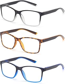 Reading Glasses for Men Large Spring Hinge Readers Blue Light Blocking Computer Eyelgasses