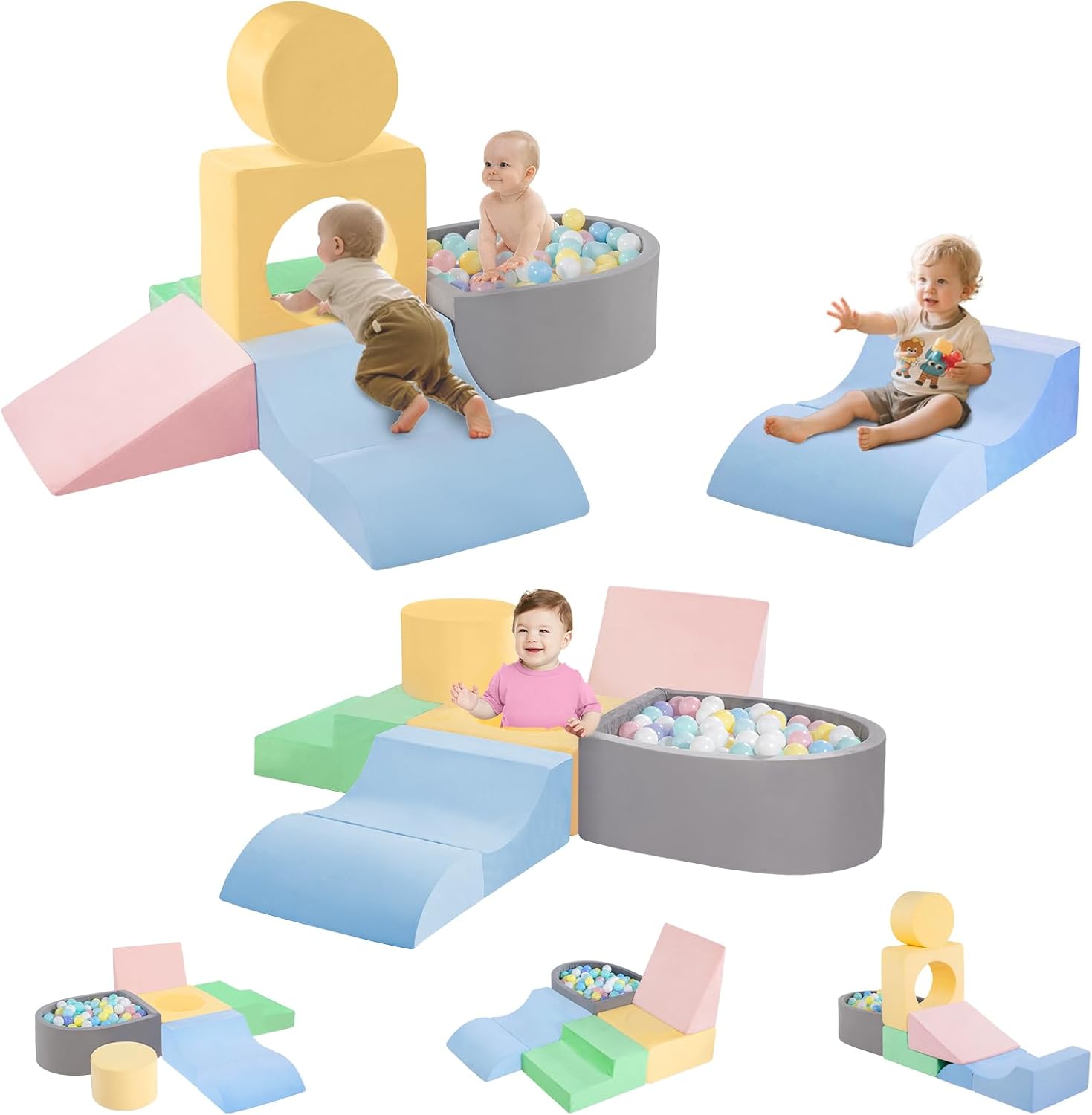 6-Piece Foam Climbing Blocks, Climbing toys for 1 Year Old, Soft Play Set