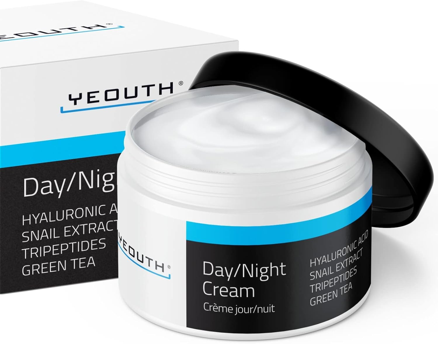 YEOUTH Day Night Face Moisturizer with Hyaluronic Acid, Snail Mucin Cream and Copper Tripeptide, Hydrating Fragrance Free Moisturizer Face Cream for Women and Men 118g