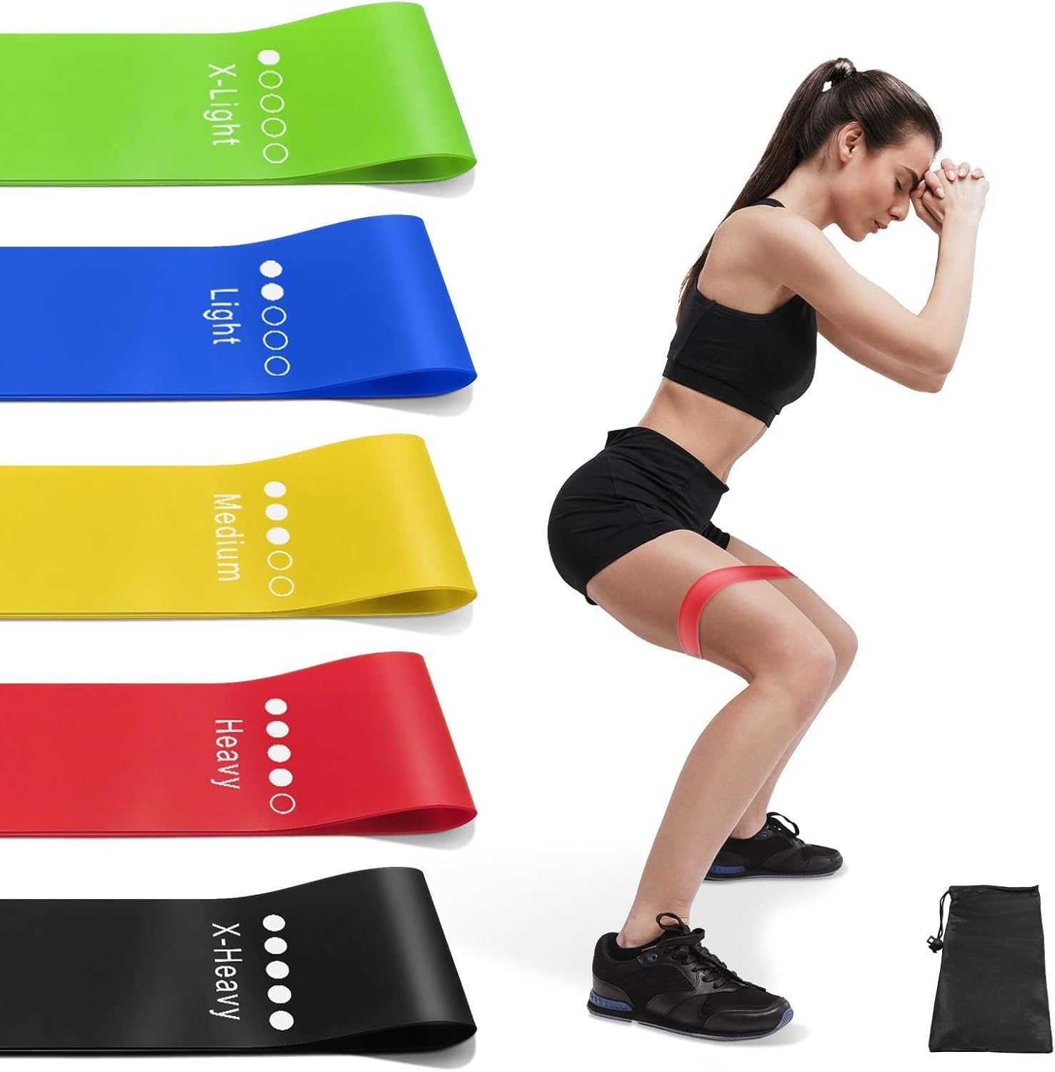 Aouplry Resistance Bands, Exercise Bands Resistance Bands Set With 5 Resistance Levels, Skin-Friendly Workout Bands for Indoor Fitness, Leg Strength Training, Rehab, Gym,Yoga