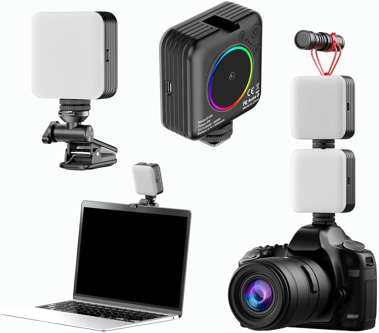 FORGERAY D12 Dual White Pocket Fill Light - Essential Vlogging Light for Phone/Camera, 2000mAh, Cold Shoe Clip