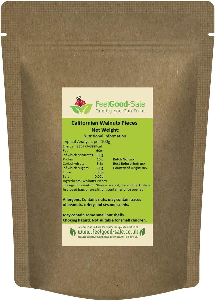 1kg Californian Walnuts Nibbed/Chopped Small Pieces (4-8mm) Great For Baking/Cooking