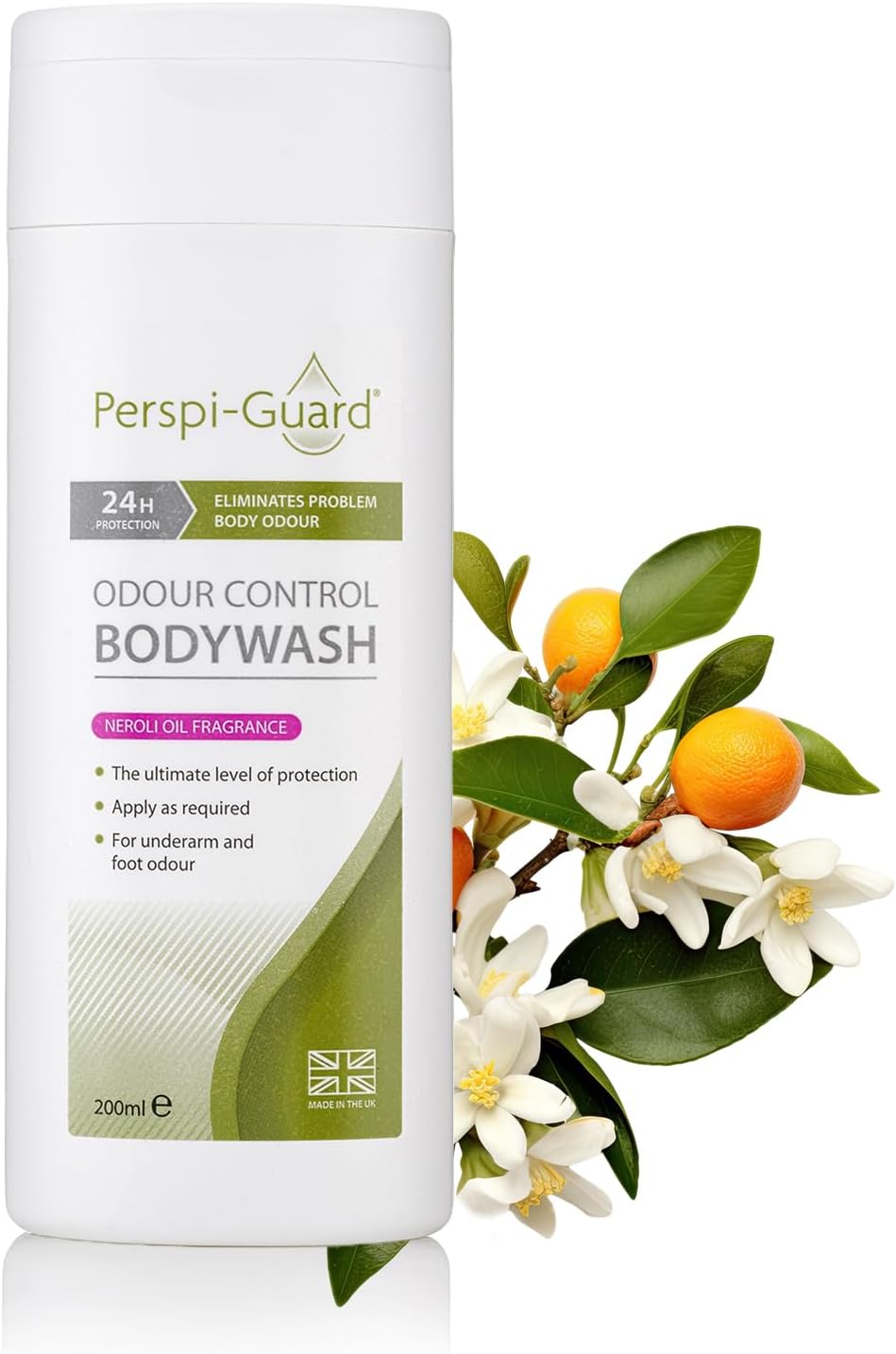 Perspi-Guard Antibacterial Body Wash w/Neroli Scent - Odour Control Bodywash - Shower Gel Contains Triclosan for Eliminating Unpleasant Odours – For Men and Women 200 ml