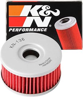 K&N Motorcycle Oil Filter: High Performance, Premium, Designed to be used with Synthetic or Conventional Oils: Fits Select Suzuki Vehicles, KN-136