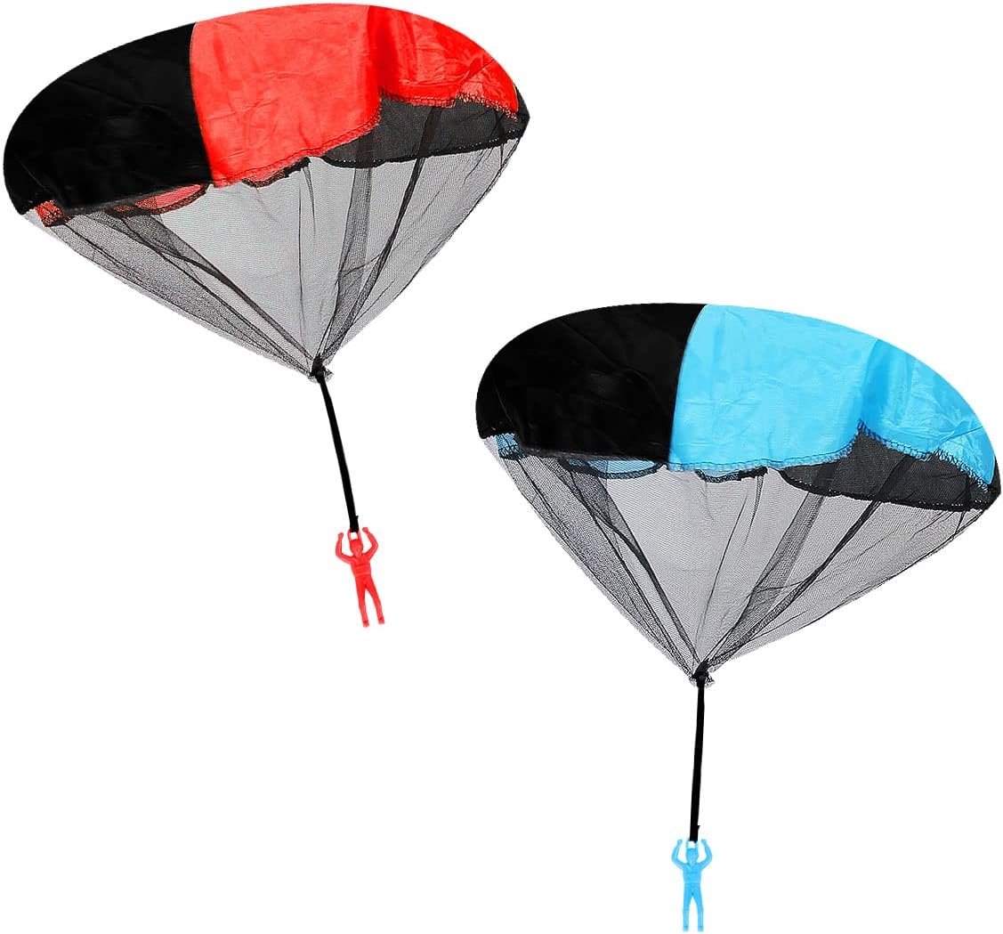 Jagowa 2 Pack Parachute Toy Soldiers - Hand Throwing Army Men for Outdoor Fun - Kids' Paratrooper Flying Toys - Blue & Red - Ideal for Boys and Girls!