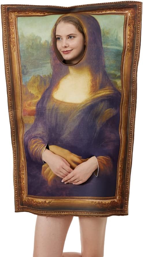 EraSpooky Famous Paintings Costume Mona Lisa Halloween Adult Men Women Funny Fancy Dress