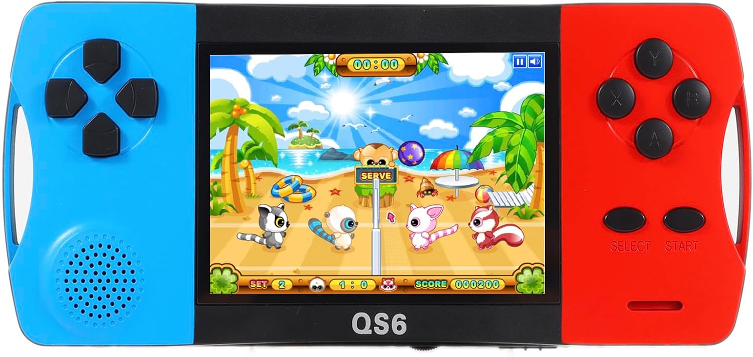 3.2" Large Screen Rechargeable Portable Handheld Games for Kids Ages 4-10, Preloaded 138 Classic Mini Games,Arcade Electronic Toy Support TV Output Birthday Xmas Present for Boys Girls(Blue+Red)