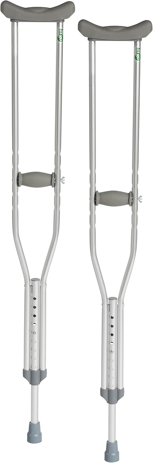 Hugo Mobility Adjustable Crutches for Walking, Tall Adult Walking Crutches, Comfortable Lightweight Crutches with Underarm Pad and Hand Grip