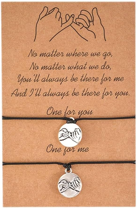 Pinky Promise Coin Bracelet for Couples Best Friends Birthday Gifts for Women Men Friendship Bracelets for Women Men