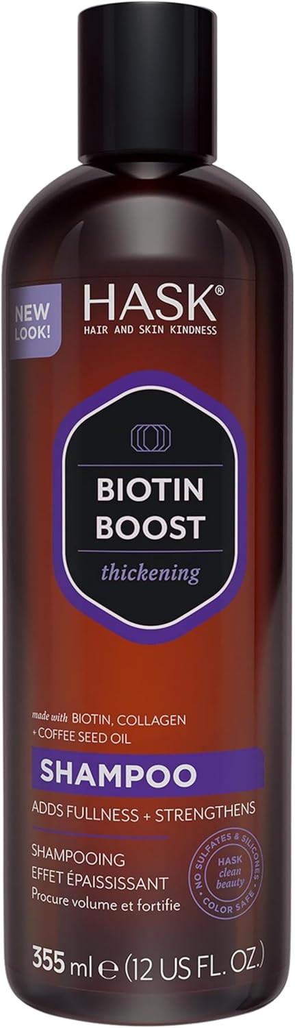 HASK Biotin Boost Shampoo, thickening for all hair types, colour safe, and cruelty-free - 1 355mL Bottle
