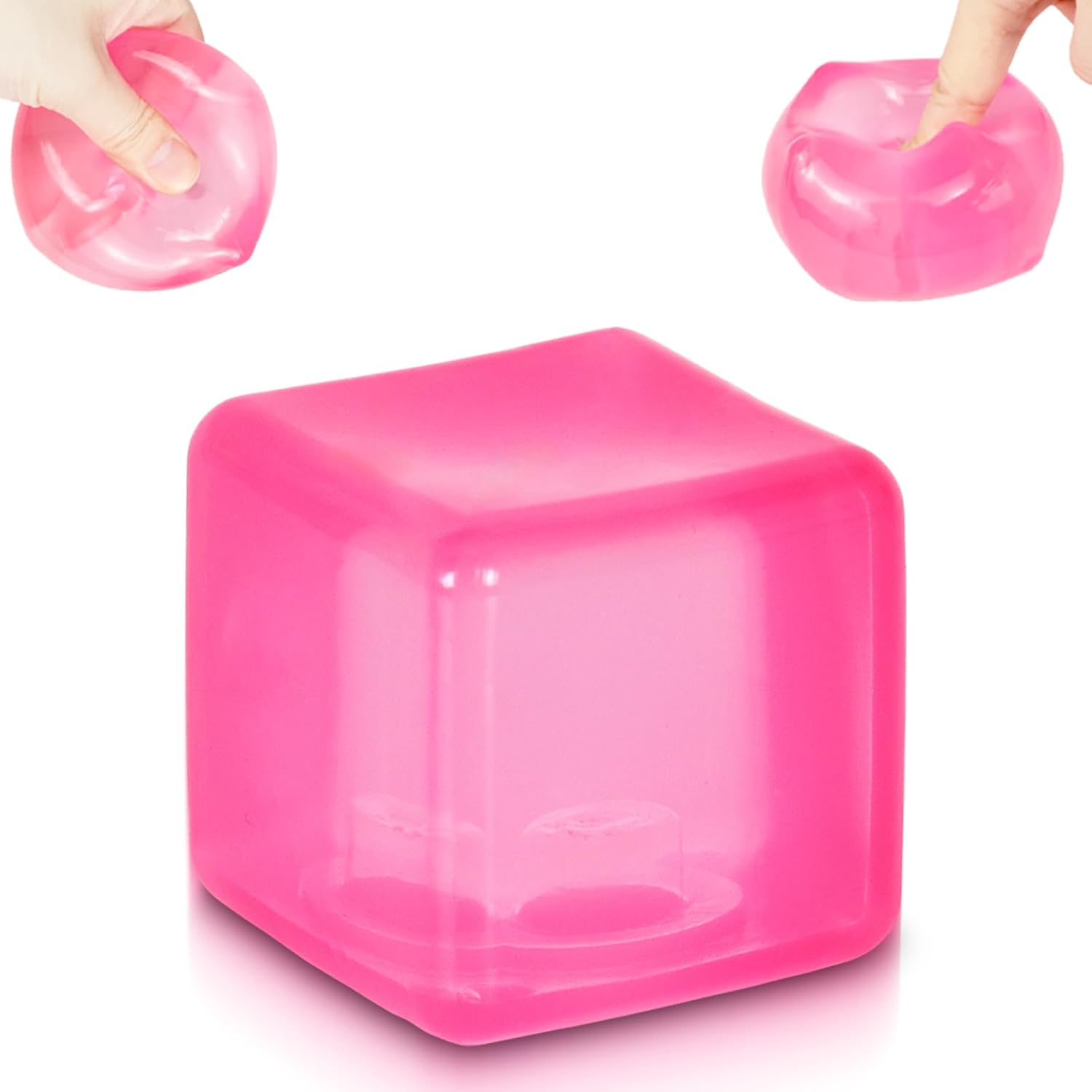Ice Cube Squishy Stress Ball,1.98"*1.98" Medium Squishy Cube Fidget Toy, Ice Cube Pieces Silent Nice Square Shape Anxiety Sensory Squishy Fidget Toy Slow Rise, Classroom Prizes, Calming Kids(Pink)