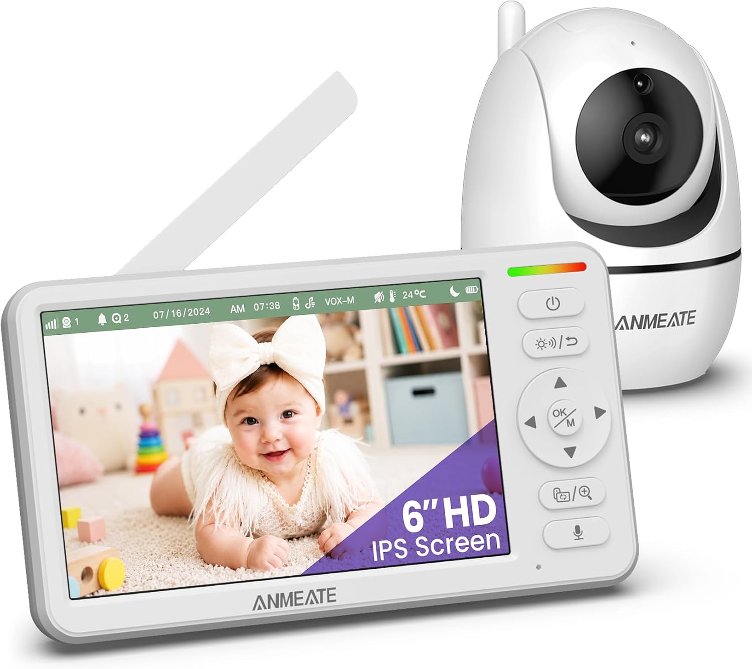 ANMEATE 6" Video Baby Monitor with Camera and Audio No WiFi