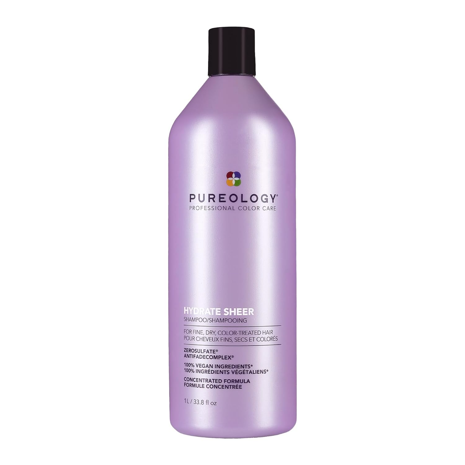 Pureology Hydrate Sheer Shampoo - Lightweight Hydrating Shampoo For Fine or Dry Color-Treated Hair, Silicone-Free & Vegan