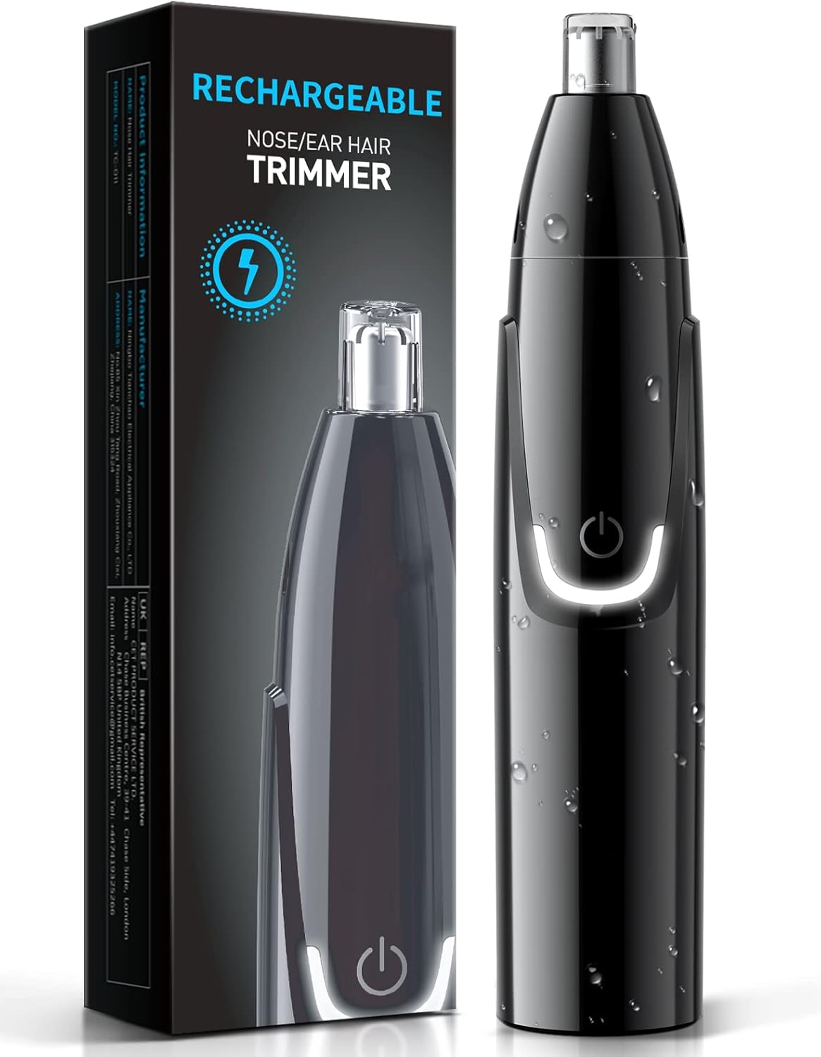 Rechargeable Ear and Nose Hair Trimmer - 2025 Professional Painless Eyebrow & Facial Hair Trimmer for Men Women, Powerful Motor and Dual-Edge Blades for Smoother Cutting Black