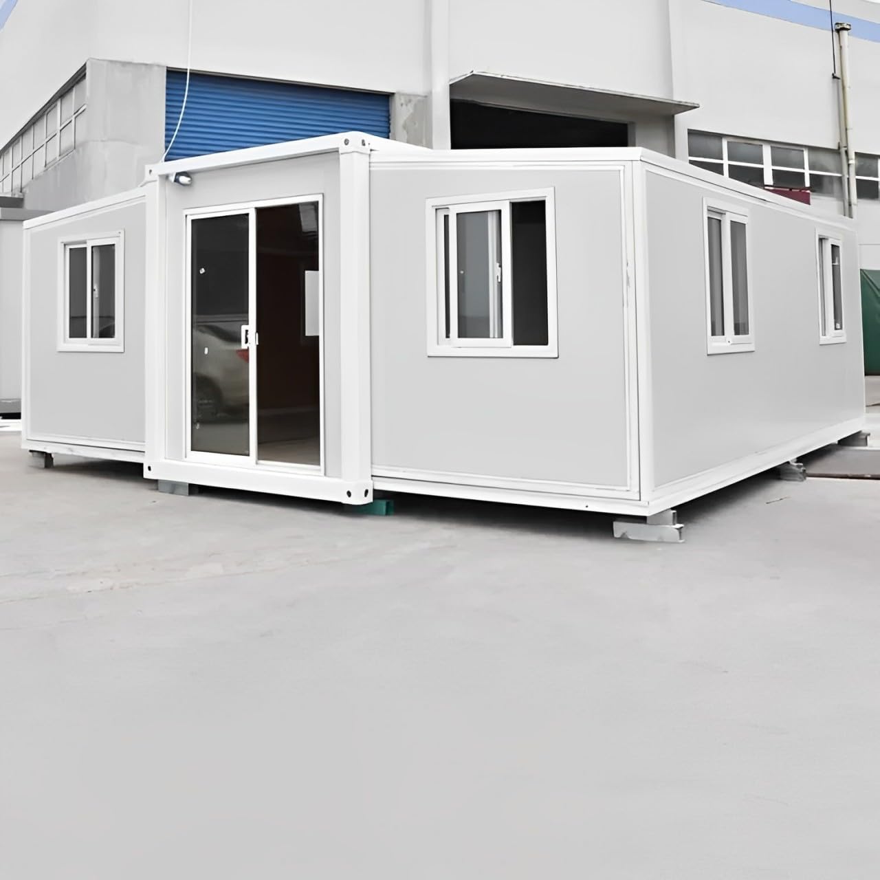 Portable Tiny House - 19x20ft, Mobile Expandable Plastic Prefab Including 1 Bathroom & Shower for Living, Booth, Office, Guard House, Shop, Villa, Warehouse