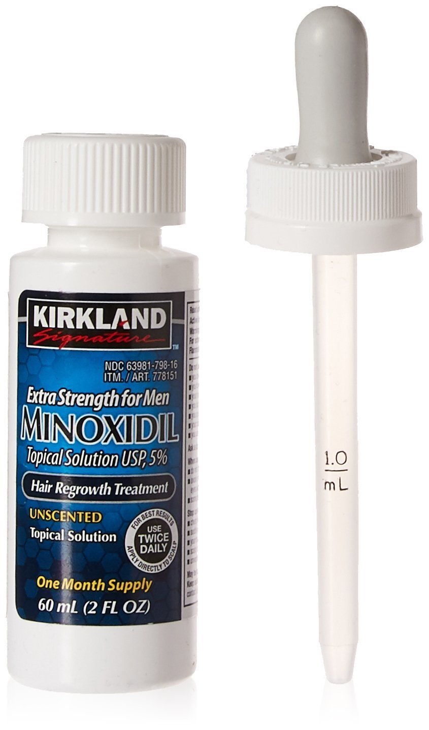 Minoxidil for Men 5% Extra Strength Hair Regrowth for Men IgxIvc, 2 Month Supply by Kirkland Signature, 2 Pack (2 oz Bottle)