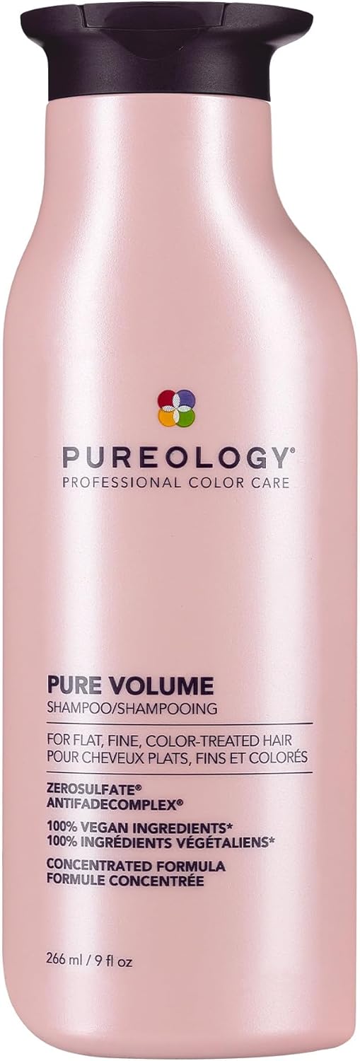 Pureology Pure Volume, Shampoo, For Flat, Fine, Colour-Treated Hair, Adds Weightless Volume, Vegan Formulas, Sulphate Free for a Gentle Cleanse