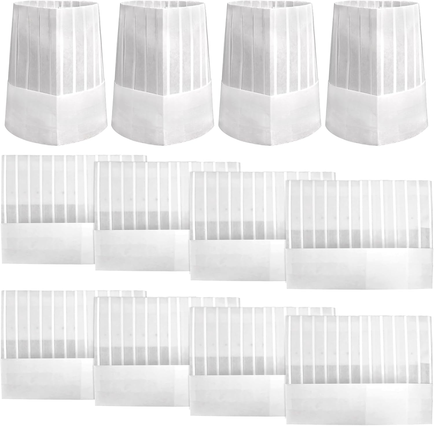 BIGNC 12 Pack Disposable 9" Paper Chef Tall Hat for Food Restaurants, Home Kitchen, School, Classes, Catering Equipment or Birthday Party White