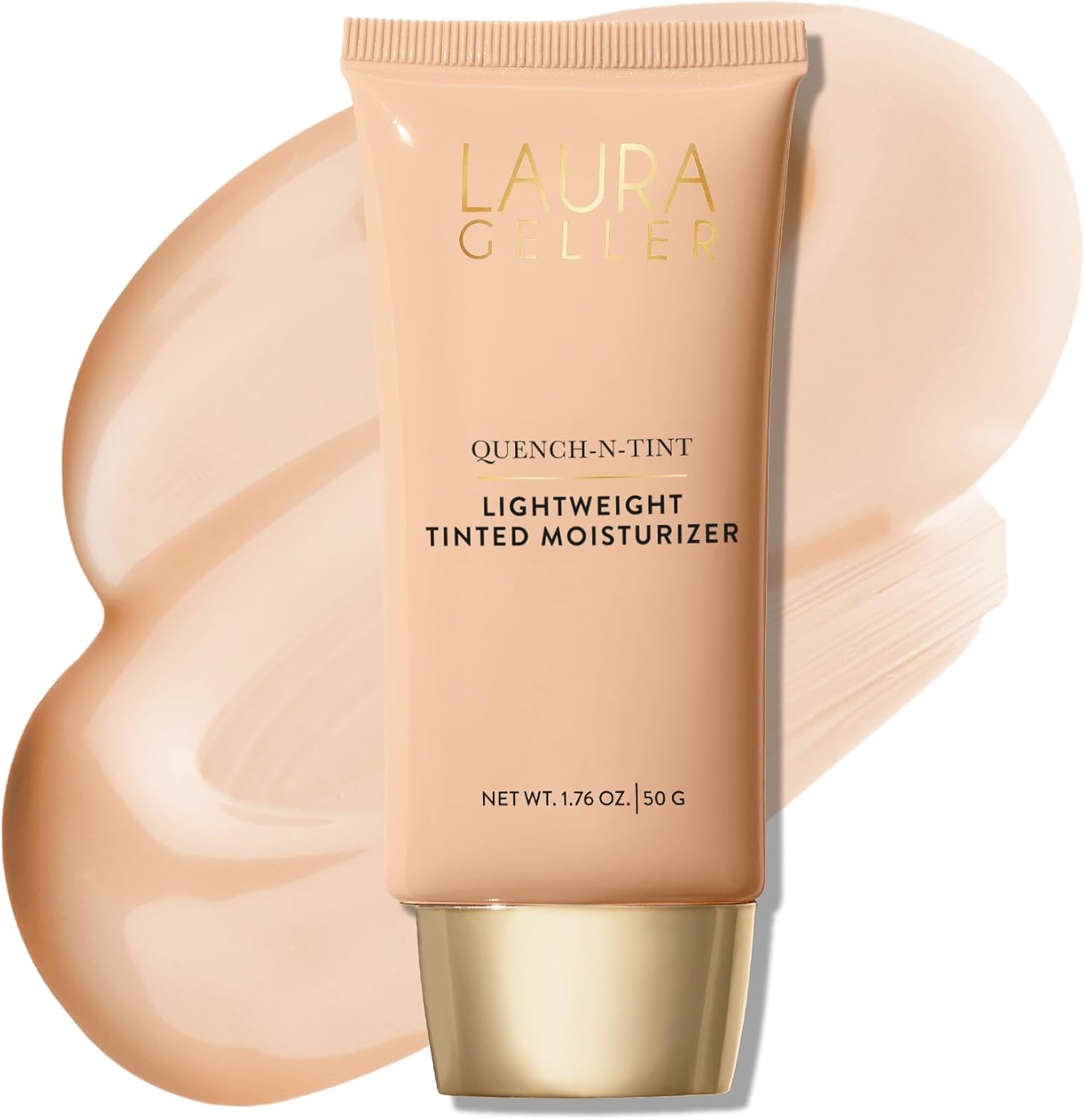 LAURA GELLER NEW YORK Quench-n-Tint Lightweight Tinted Moisturizer, Porcelain/Fair - Sheer to Light Buildable Coverage - Natural Glow Finish - Lightweight Formula with Hyaluronic Acid