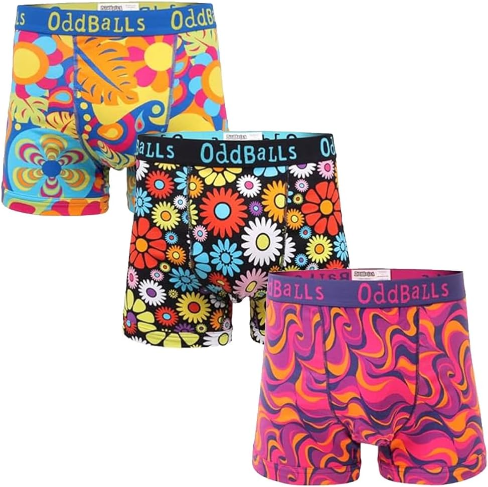 OddBalls Mens Boxers Multipack – 3 Classic Fit Cotton Boxer Shorts, Underwear with Elastic Waistband – Breathable, Soft Mens Boxer Briefs