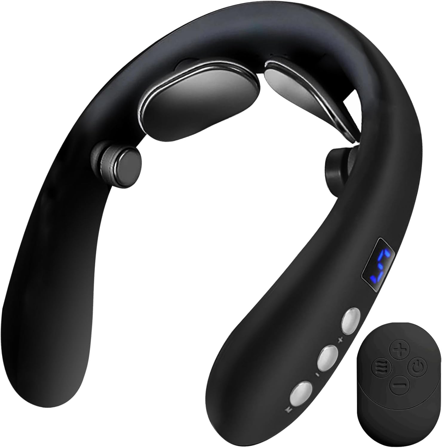 Nutravita Electric Neck Massager with Heat - 10 Modes & 16 Levels, Portable for Travel, Perfect for Relaxation, Black